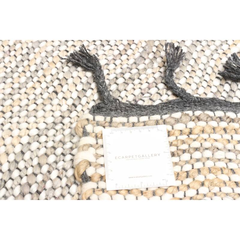 ECARPETGALLERY Braid weave Sienna Grey Wool Rug - 5'9 x 7'1