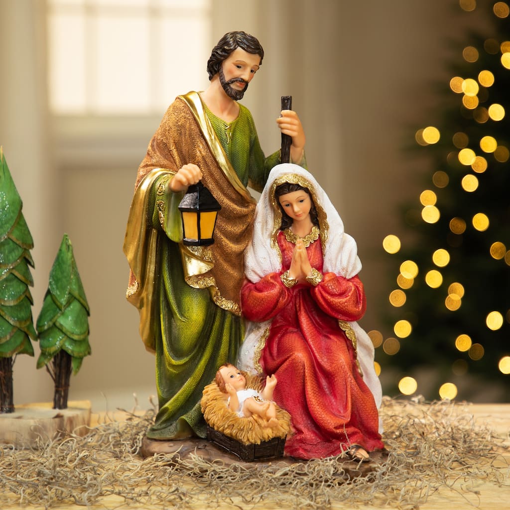 Joseph, Mary and Baby Jesus Holy Family Nativity Scene Christmas Decoration - 9"