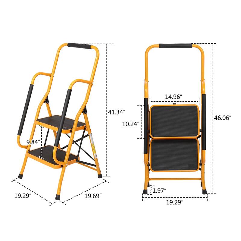 Foldable 2 Step Ladder Step Stool, 330 lb. Capacity