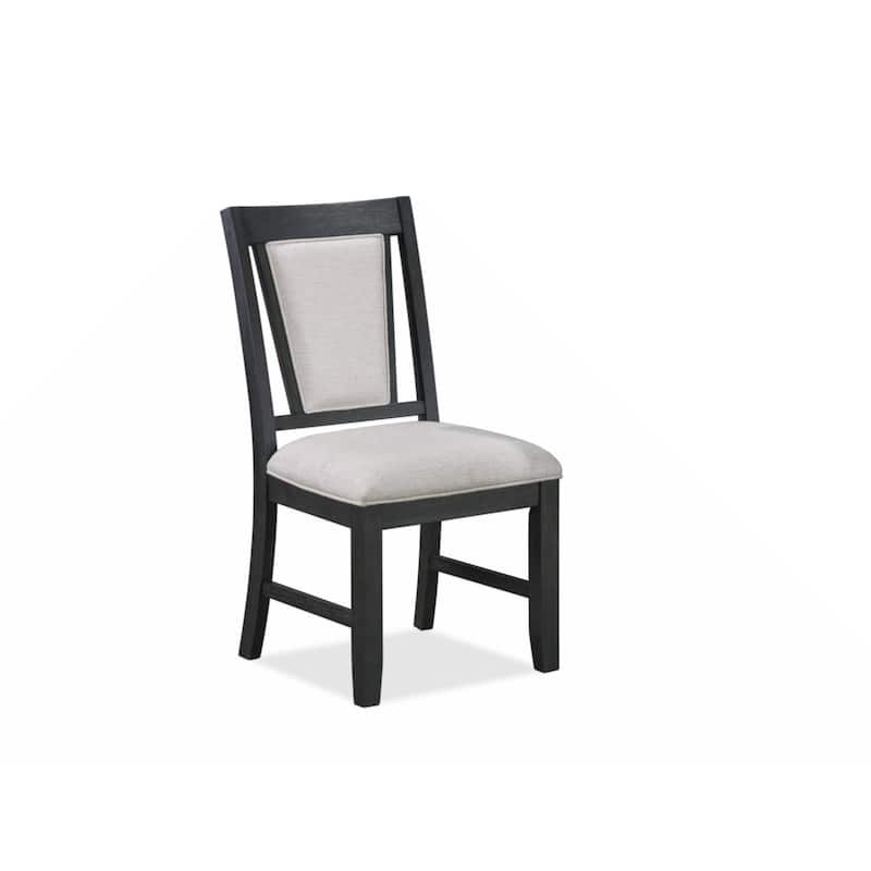 2pc Contemporary Dining Side Chair Upholstered Padded Seat Back Gray Finish Wooden Furniture Dining Room