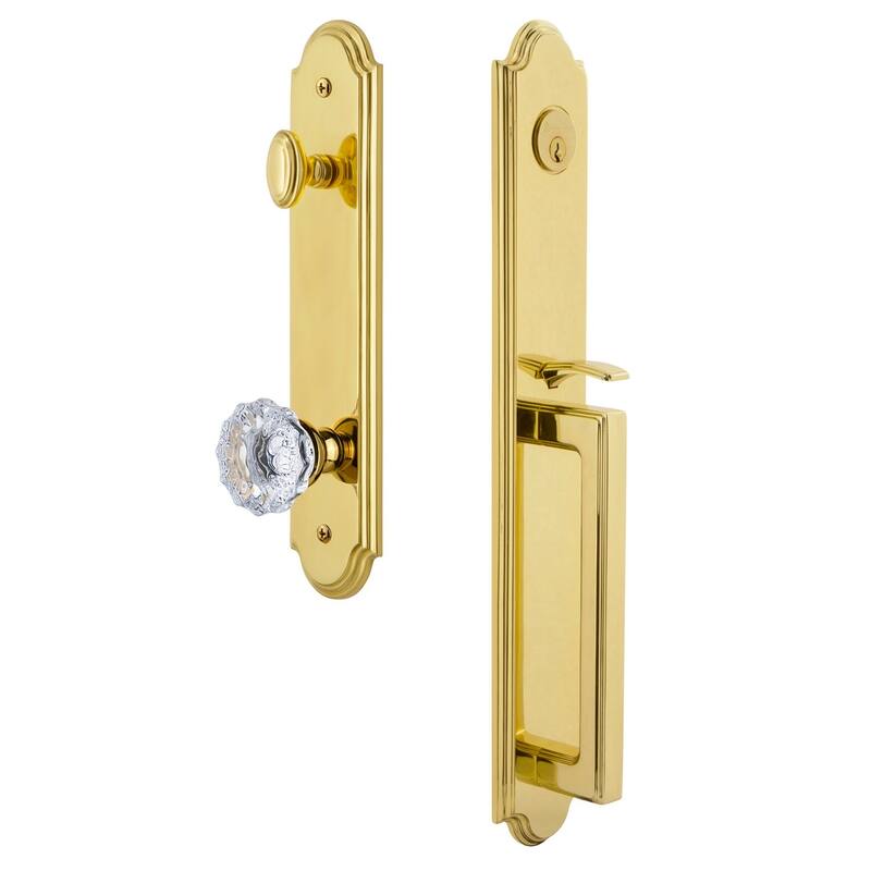 Grandeur Arc Solid Brass Rose Dummy Full Plate "D" Grip Handleset with - Lifetime Brass