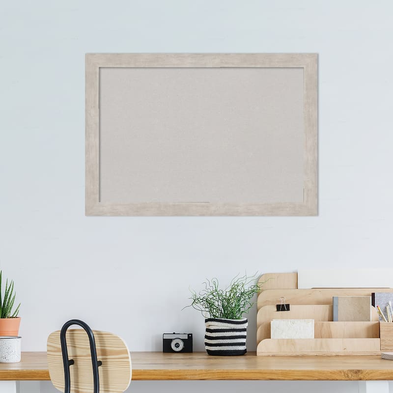 Marred Wood Framed Grey Corkboard Bulletin Board