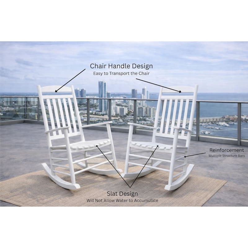Fratelli White Rocker Poplar Wood Outdoor Rocking Chair