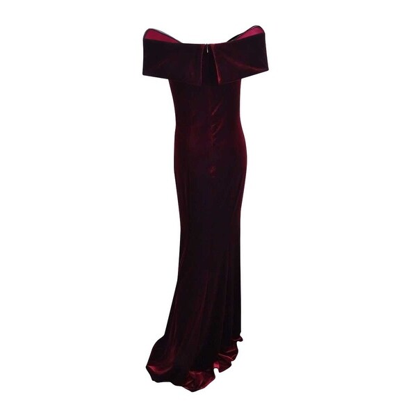 xscape velvet dress burgundy