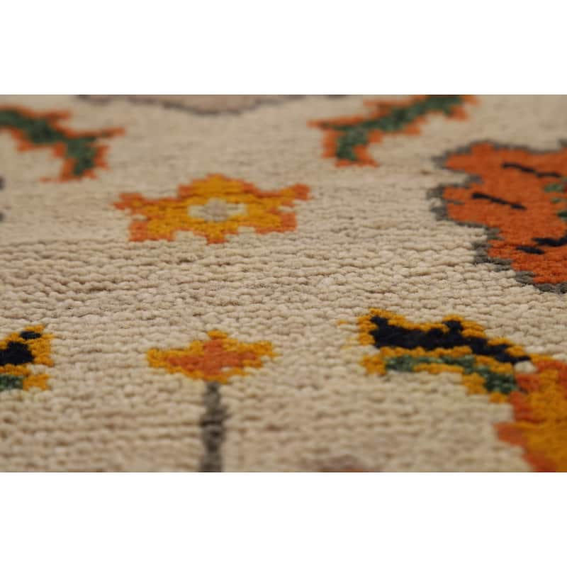 Floral Oushak Indian Foyer Rug Handmade Wool Carpet - 2'7"x 5'1"