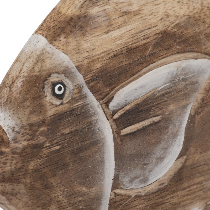 Sagebrook Home Natural Albasia Wood 8" Angel Fish Figurine- Unique Handcrafted Ocean-Inspired Showpiece - 8" x 4" x 7"