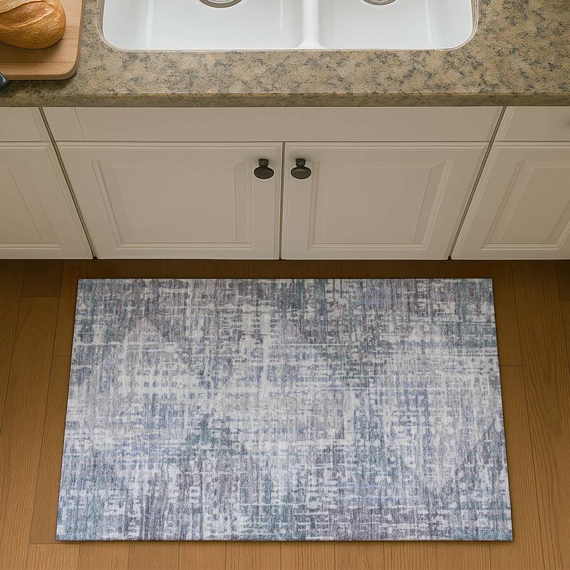 Premium Washable Super Soft Modern Diamonds Mayfield Rug - Blue - 1'8" x 2'6"