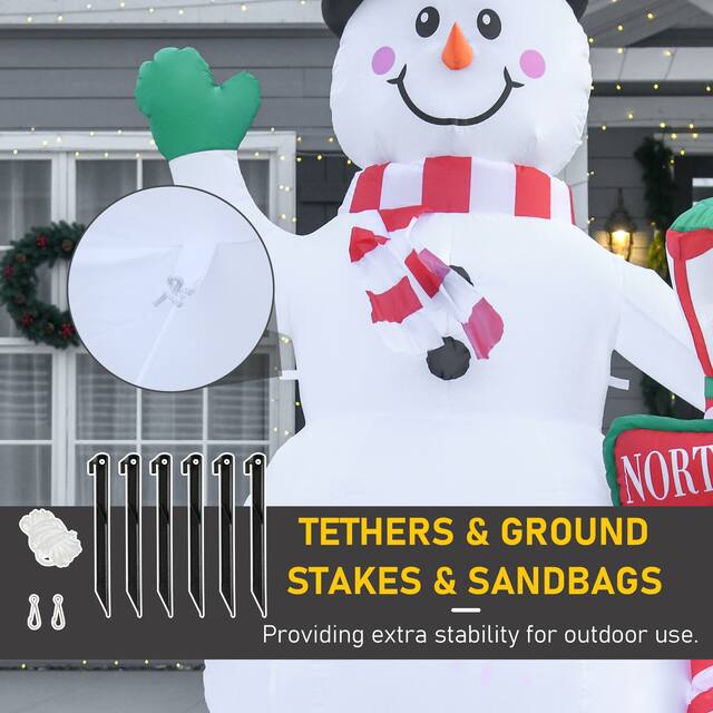 HOMCOM 7.9 ft. Inflatable Snowman Christmas Decoration for Lawn, Fun Christmas Decoration - 64.5"W x 40.5"D x 94.5"H