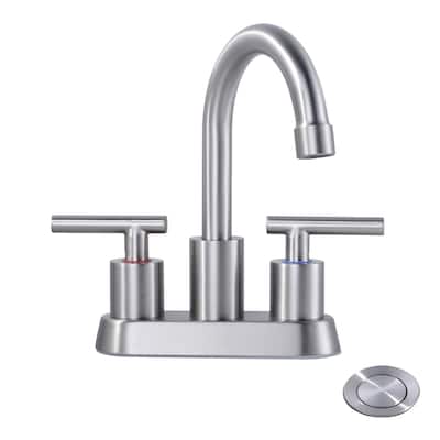 WOWOW 4 in. Centerset Double Handle High Arc Bathroom Faucet