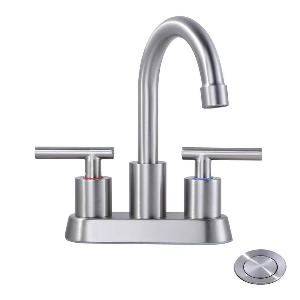 WOWOW 4 in. Centerset Double Handle High Arc Bathroom Faucet
