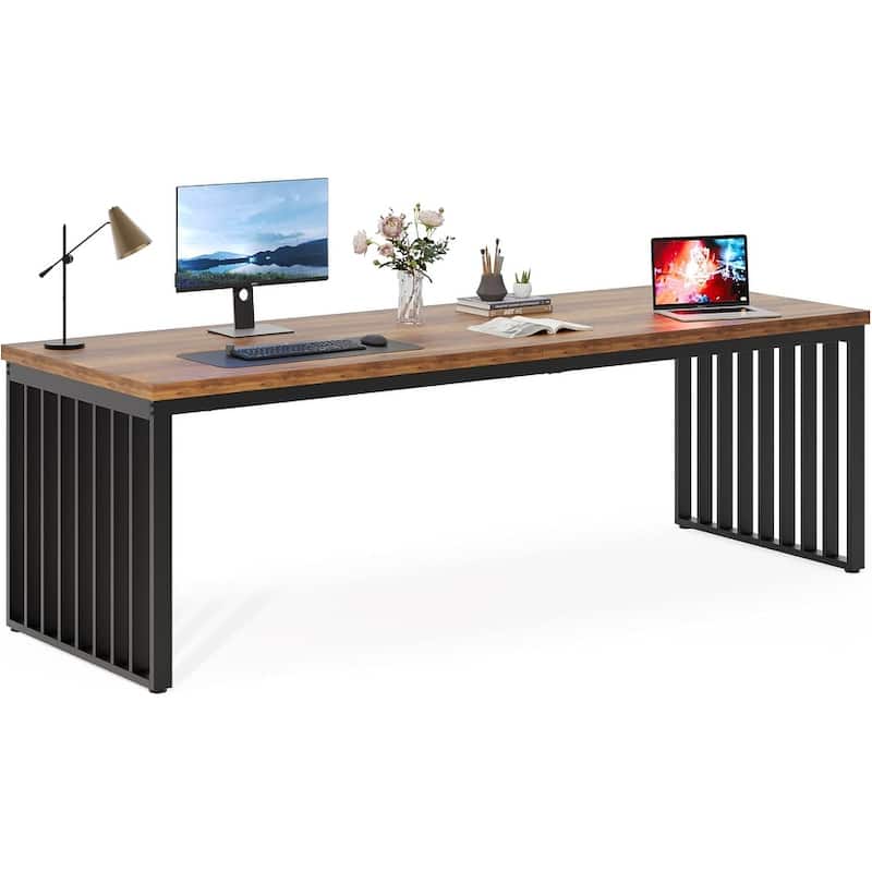 78.74 Inches Double Computer Desk for 2 Person - Extra Long Workstation with Heavy Duty Metal Frame, Large Dual Study Table