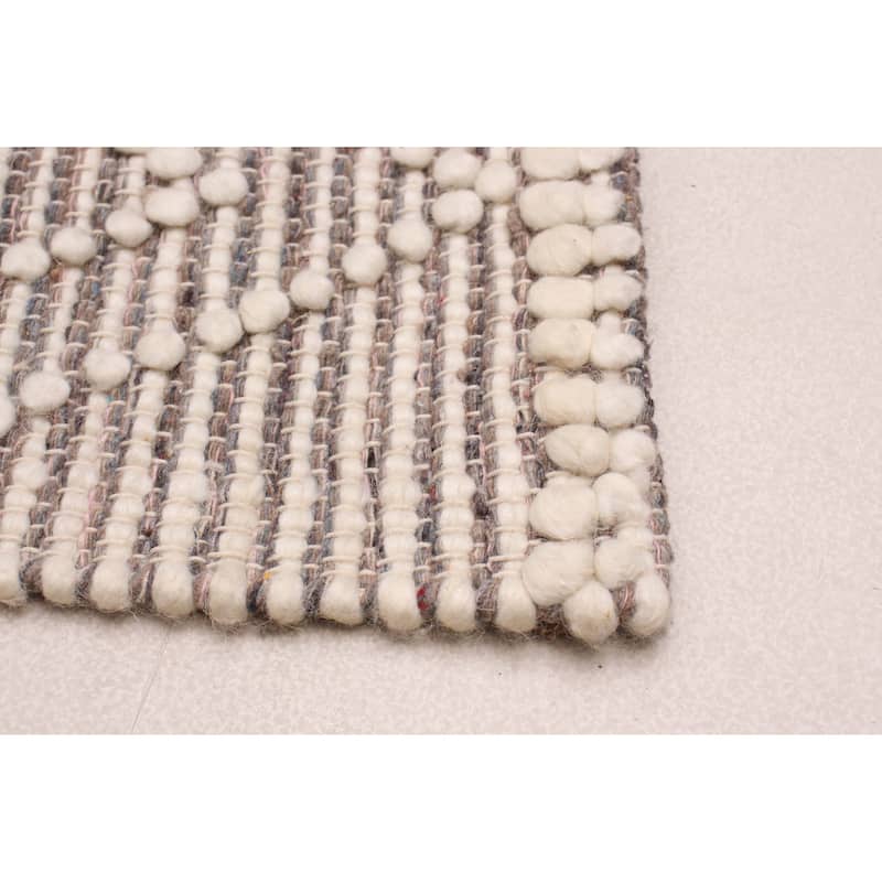 ECARPETGALLERY Braid weave Sienna Beige Wool Rug - 6'1 x 9'0