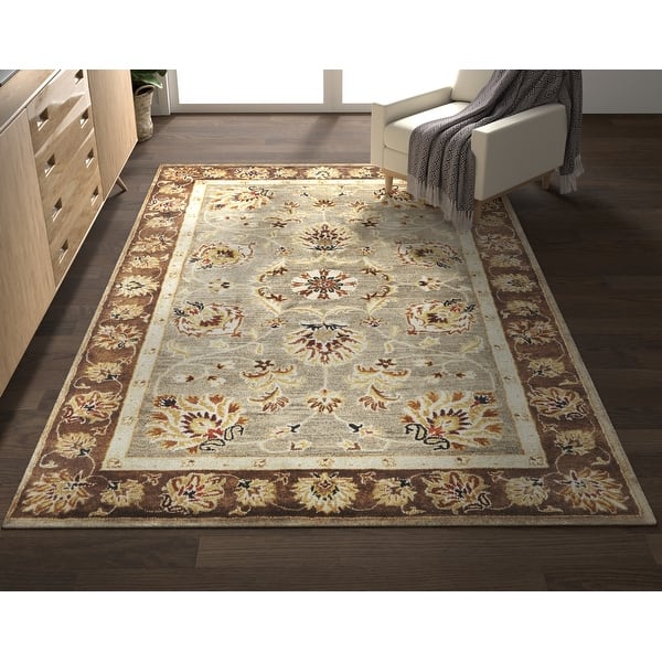 Omani Rugs Domani Alexandria Grey/Mocha Traditional Hand-tufted Wool Area Rug ...