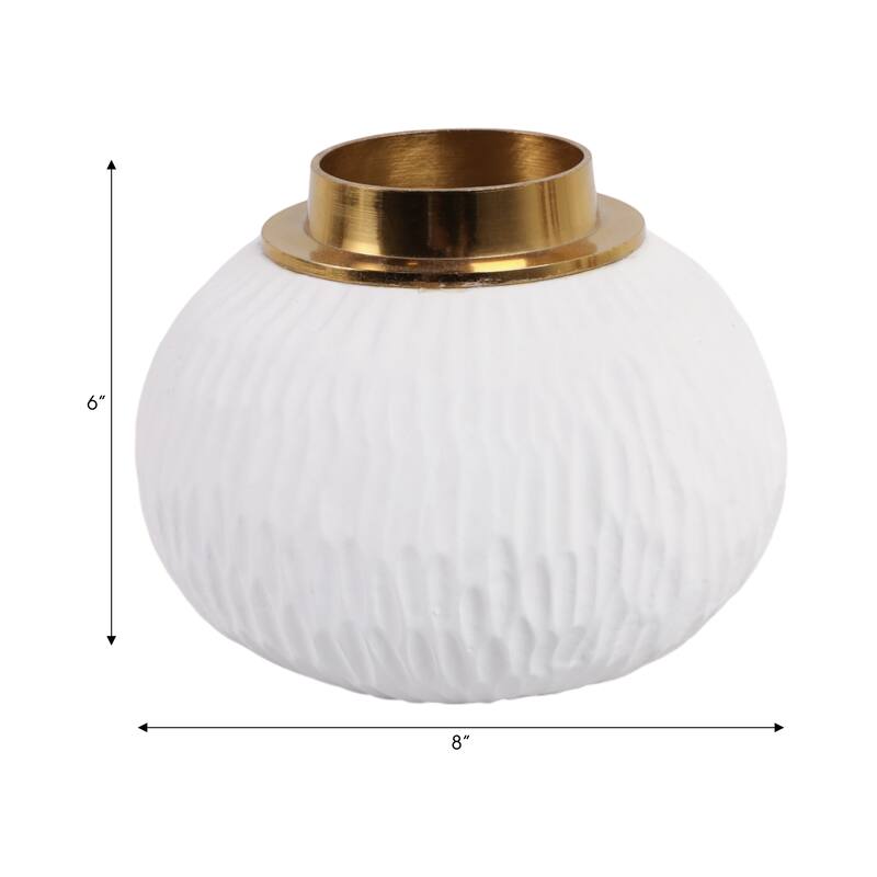 Pottery Metal Vase Earthenware Handcrafted Tapered Textured Surface