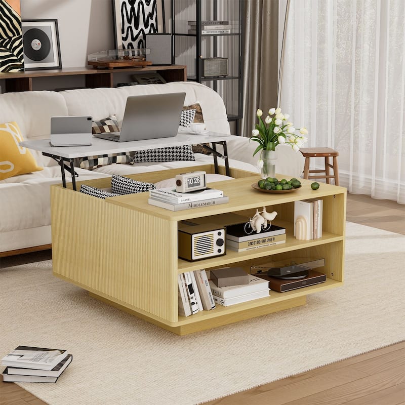 Meyreso Lift Top Coffee Table with Storage,Multi-Functional Center Table for Living Room