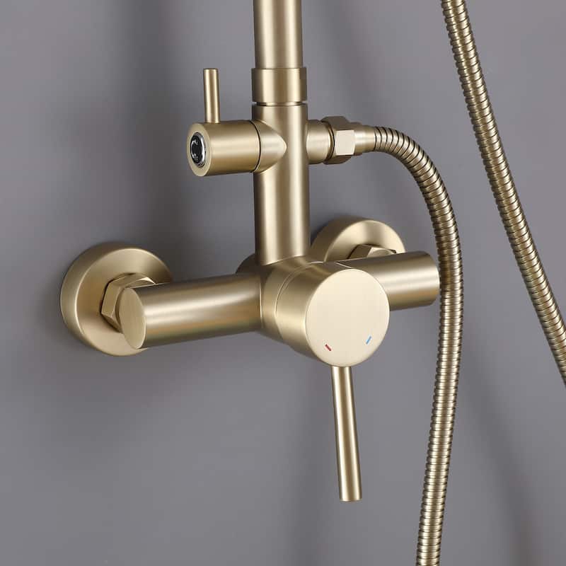 Outdoor 10 Inch Round Rain Shower Set with Handheld Shower (Adjustable Slider)