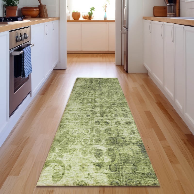 Premium Washable Super Soft Modern Impressions Mayfield Rug - Olive - 2' 3" x 7' 6" - Runner