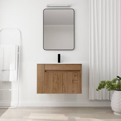 30" Bathroom Vanity with White Ceramic Basin