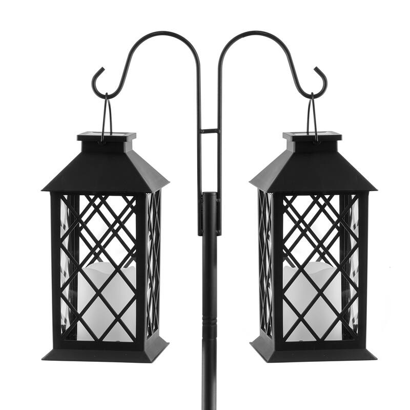 Black Bird Feeder Pole with Dual Hooks 8-Piece Set Garden Shepherd Hooks for Outdoors - 11.61” x 9.84” x 61.42”