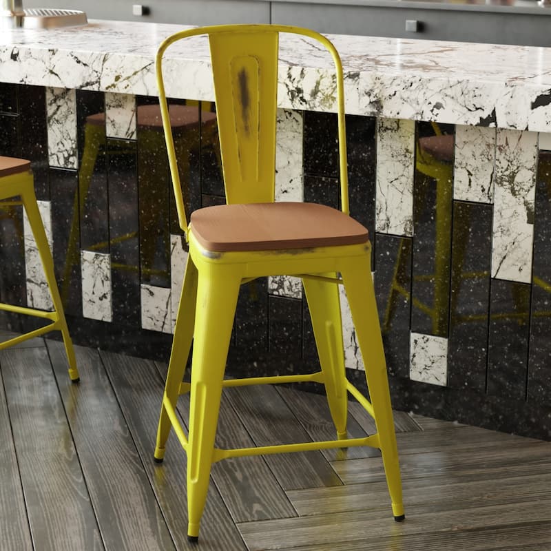 All-Weather Counter Height Stool with Poly Resin Seat