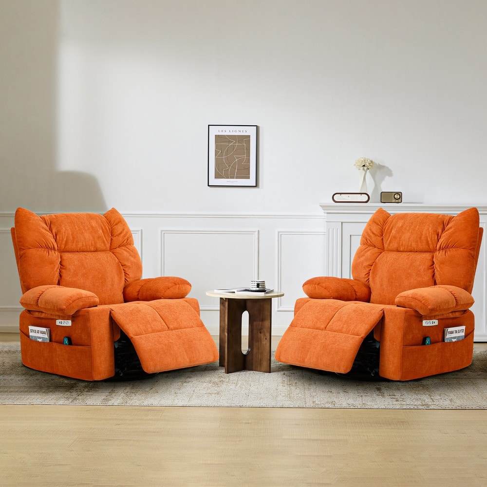 XINMICS Swivel Recliner Chair, Glider Rocking Power Recliner with Massage and Heated (Set of 2)