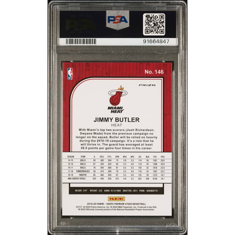 Jimmy Butler 2019 Panini Hoops Premium Stock Red Cracked Ice Card #146 PSA 10 - 8'6" x 11'6"