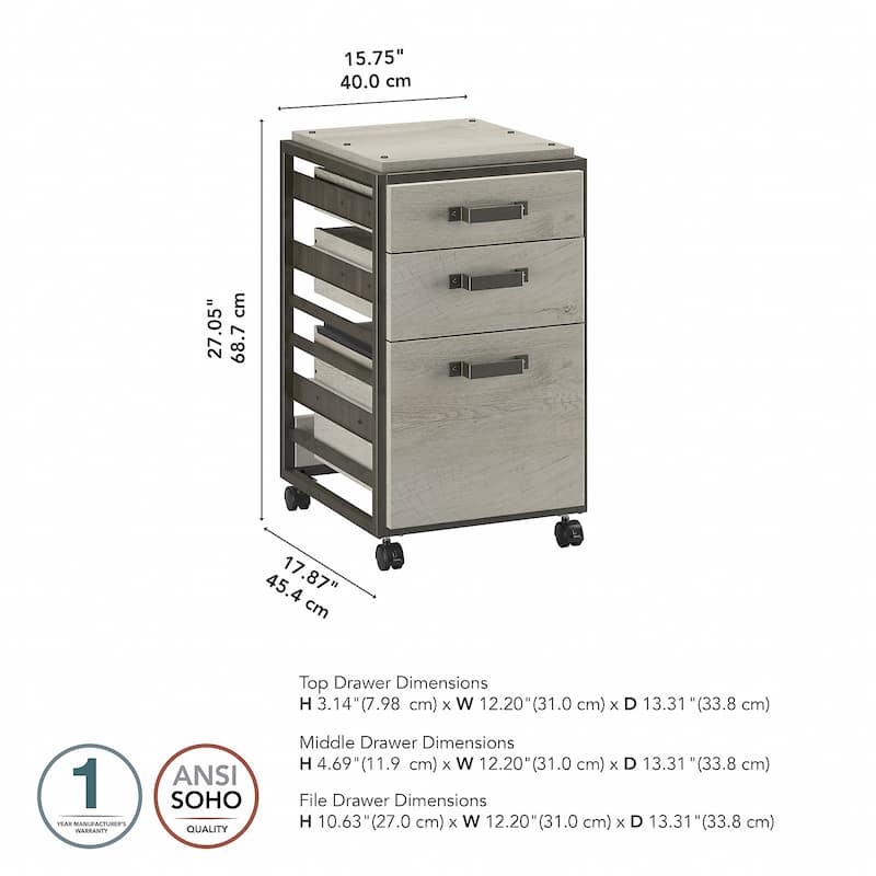 Refinery 3-drawer Mobile File Cabinet