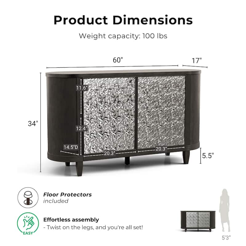Furniture of America Piez Modern Ash Grey Wood 4-Shelf 2-Door Dining Server