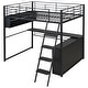 preview thumbnail 18 of 23, Loft Bed with L-Shaped Desk, LED Bunk Bed Frame with 4 Storage Shelves, Safety Guard & Ladder