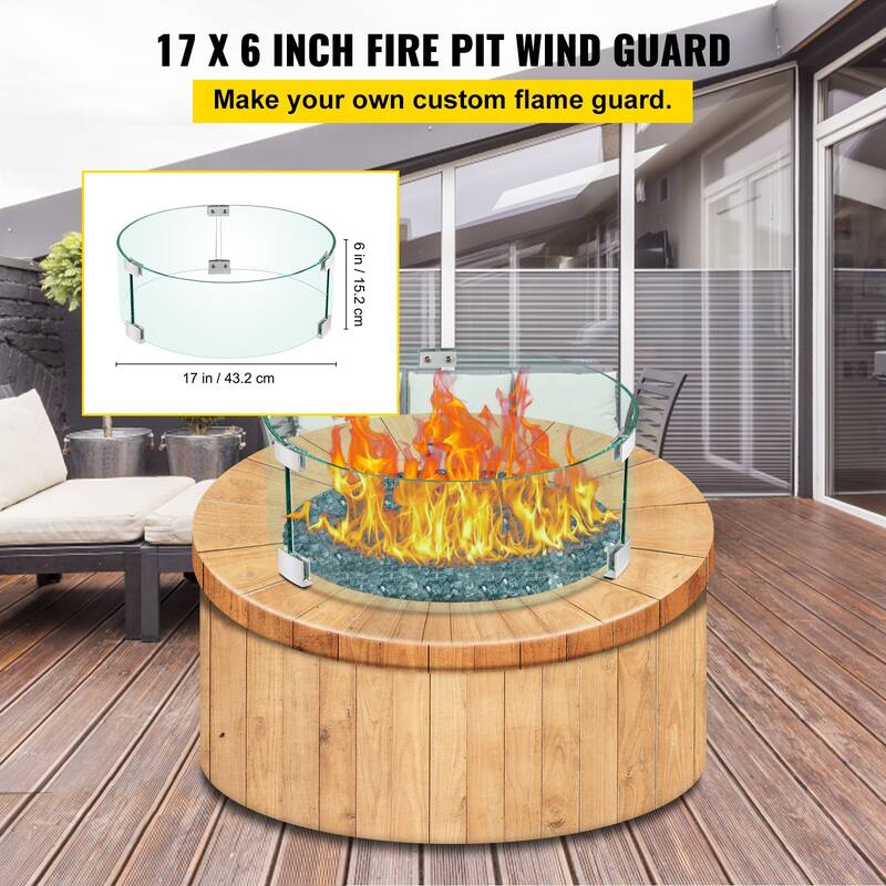 Tempered Glass Flame Guard for Fire Pit Round Wind Shield Outdoor Use