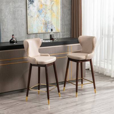 29.9" Modern Leathaire Fabric bar chairs, Set of 2
