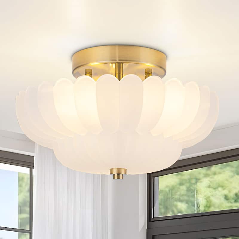 Starsky Modern 3-light Glass Semi Flush Mount - White