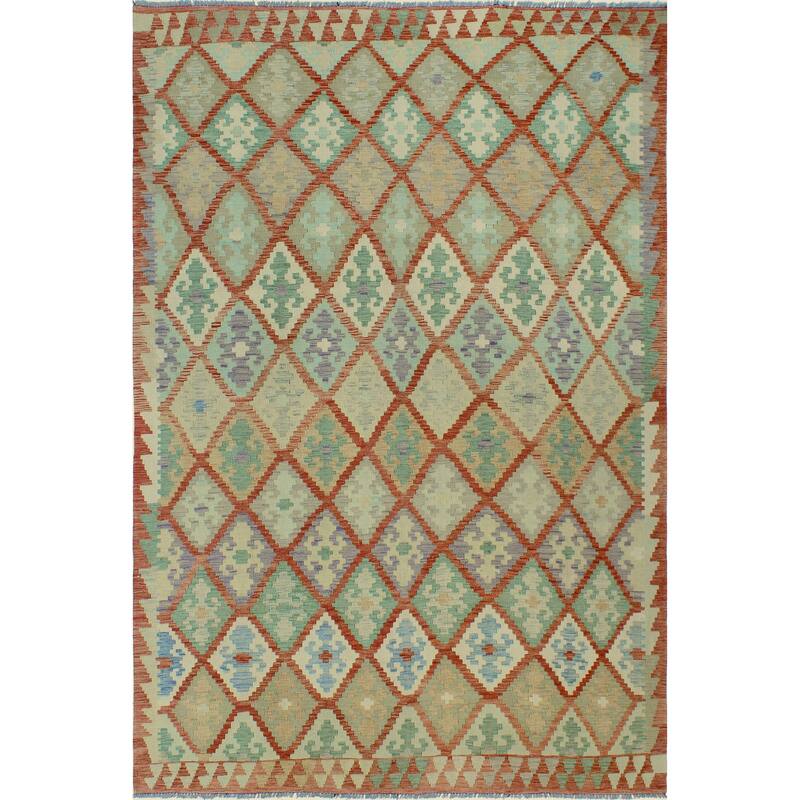 Sun Faded Flatweave Oakley Rust/Beige Rug - 6'11" x 9'9"