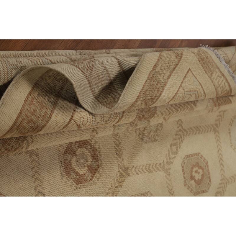 All-Over Vegetable Dye Khotan Turkish Area Rug Handmade Wool Carpet - 8'11" x 11'10"