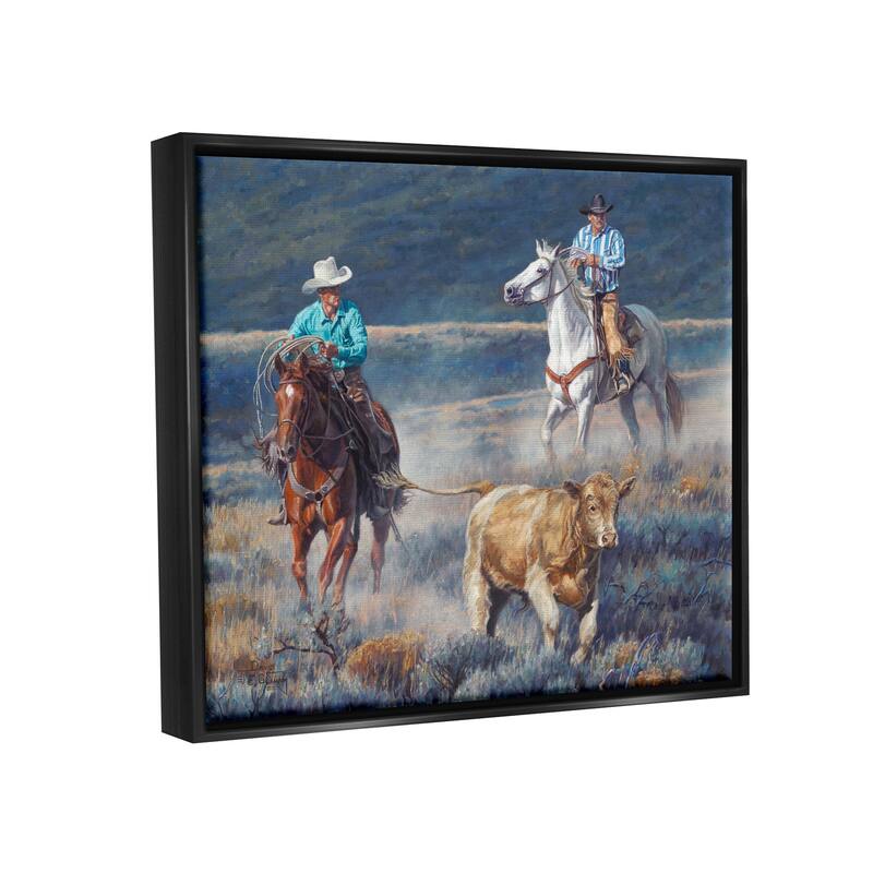 Stupell Cowboys Wrangling Cattle Framed Floater Canvas Wall Art Design by David Graham