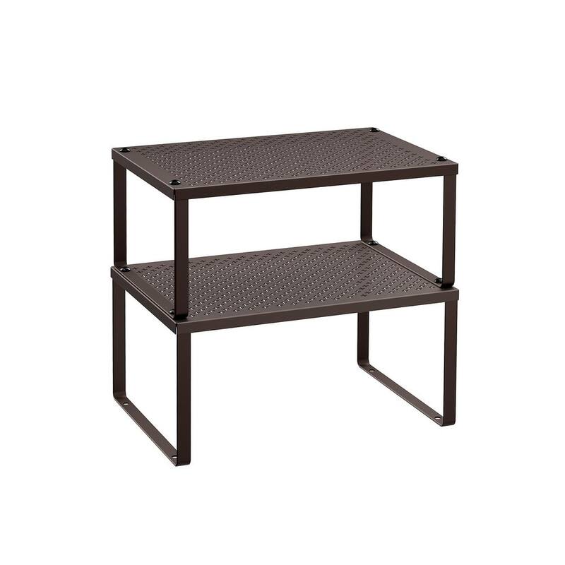Set of 2 Stackable and Expandable Metal Kitchen Counter Shelves for Small Appliances or Spices