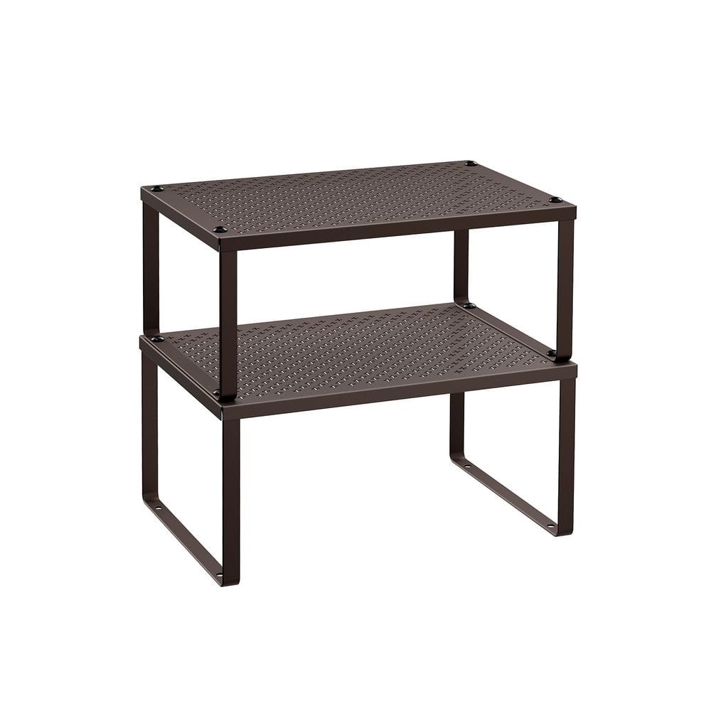 Set of 2 Stackable and Expandable Metal Kitchen Counter Shelves for Small Appliances or Spices