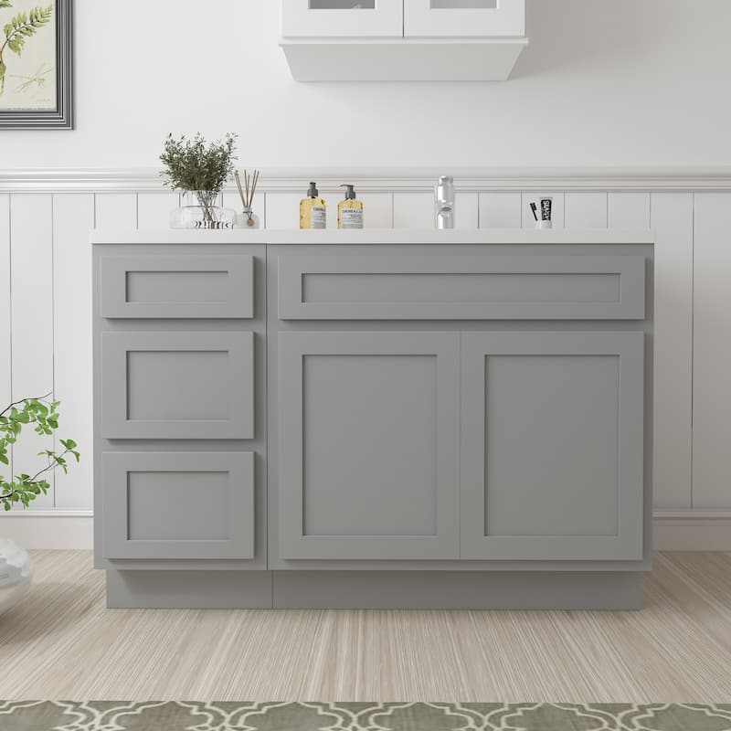 Vanity Art 54" Oak Freestanding Bathroom Vanity Cabinet without Top - Grey