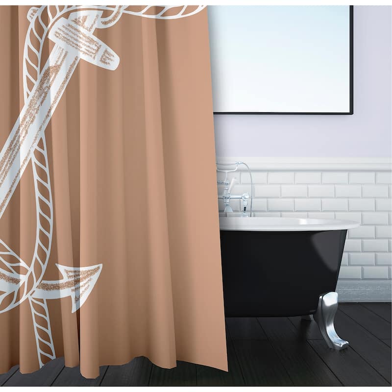 71 x 74-inch Anchored Geometric Print Shower Curtain
