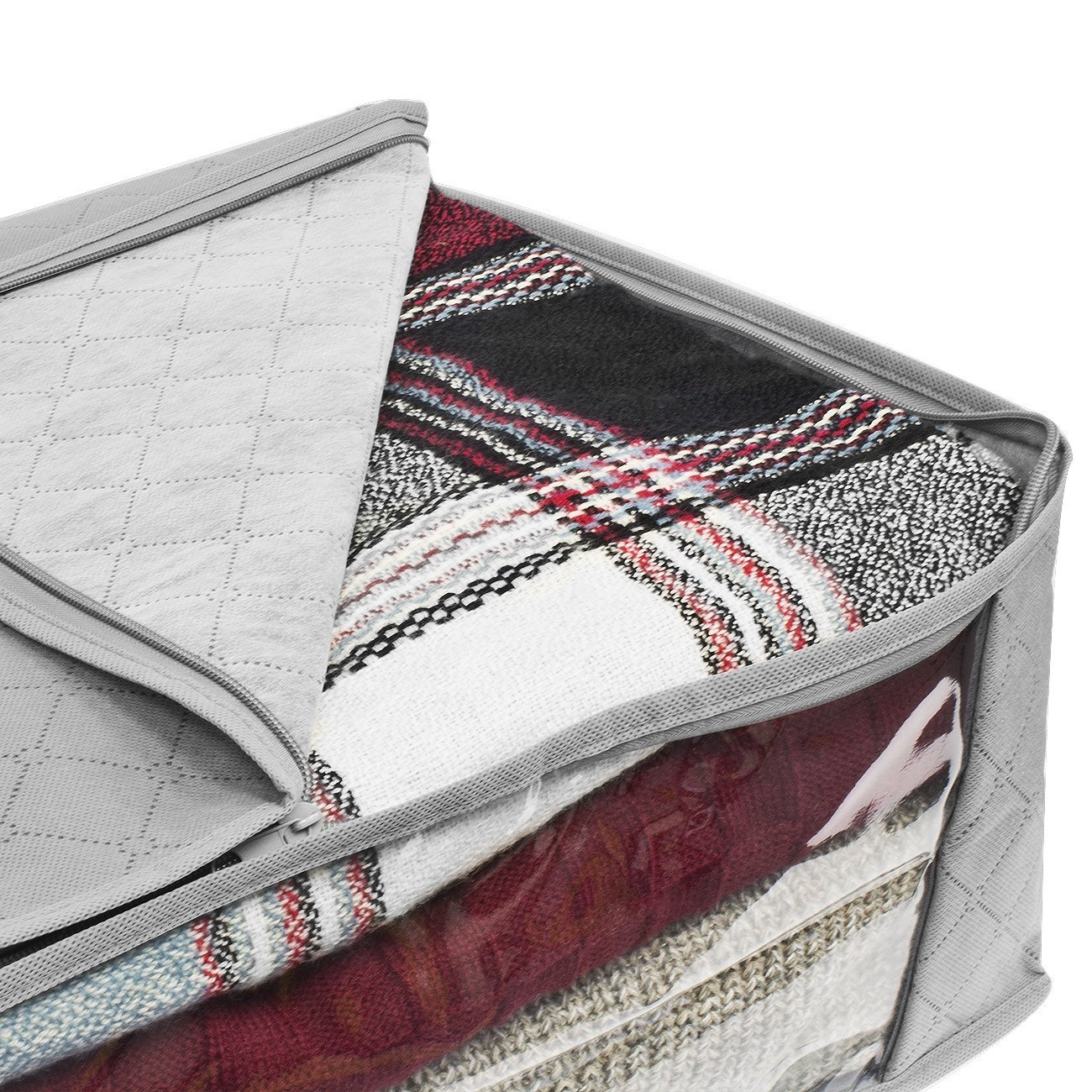 Sorbus Foldable Storage Bag Organizer Set Great for Clothes Blankets Closets Bedrooms and more 3 Pack Gray On Sale Bed Bath Beyond 15952196