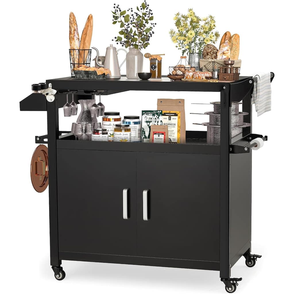 AECOJOY Outdoor Grill Cart Kitchen Storage Cabinets for Patio