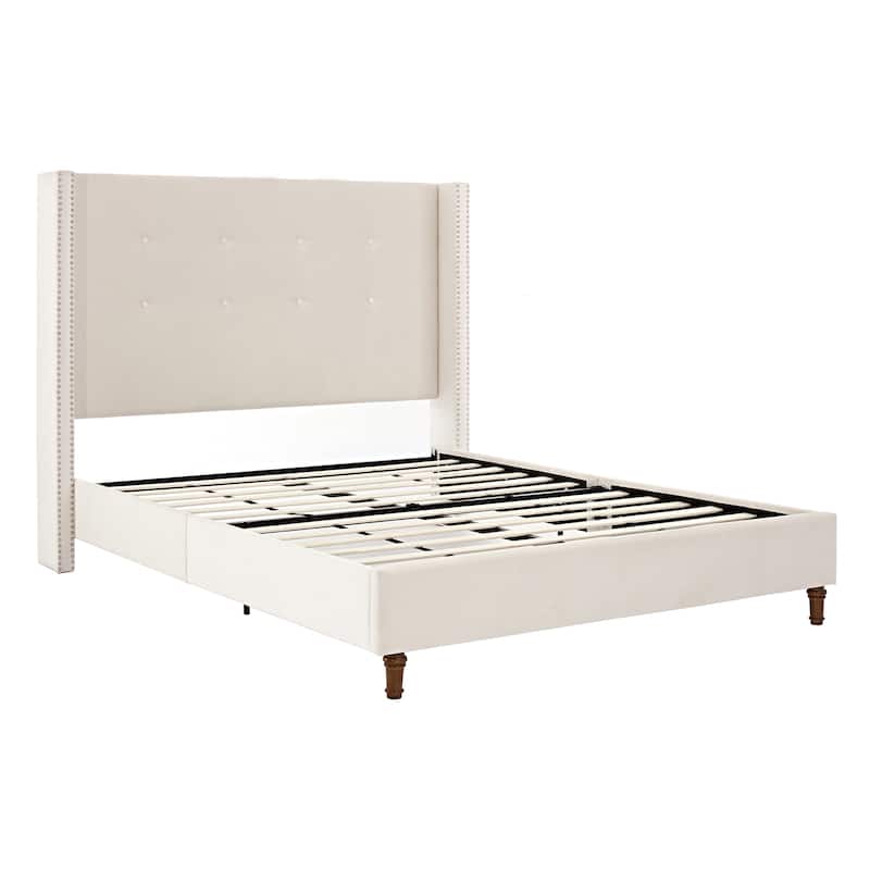 54" High Headboard Queen Peyton Upholstered Velvet Bed