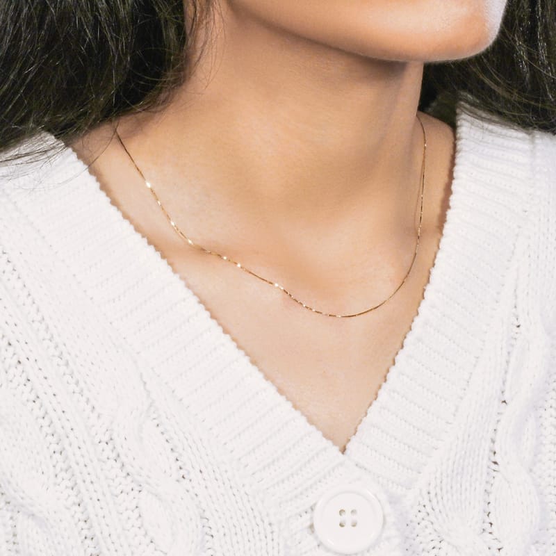 MayaMila 10k Yellow Gold Classic Box Chain 0.45mm