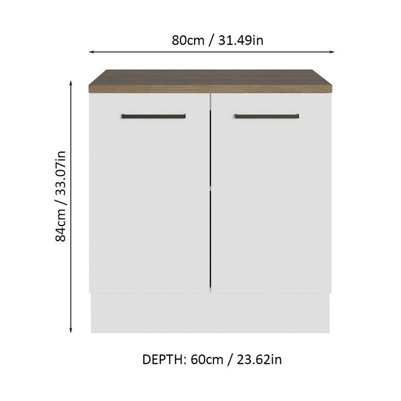 Madesa Compact Garage and Utility Room Base Cabinet with 2 Doors and Tool Storage Shelves 33 In Unit - White