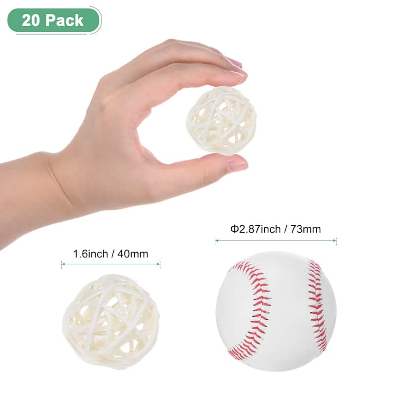 20-Pack Wicker Rattan Balls 1.6 Inch for Christmas/Weddings/DIY - White