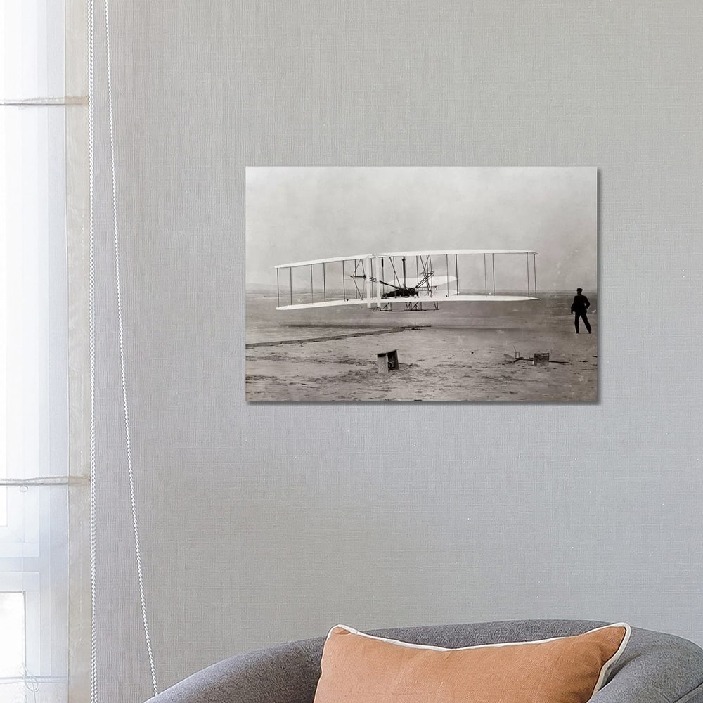 iCanvas "1903 Wright Brothers' Plane Taking Off At Kitty Hawk North Carolina USA" by Vintage Images Canvas Print