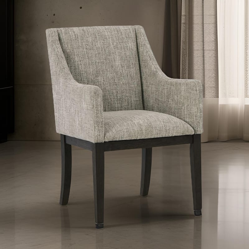 Sonn 24 Inch Dining Armchair, Set of 2, Padded Beige Upholstery, Brown Legs
