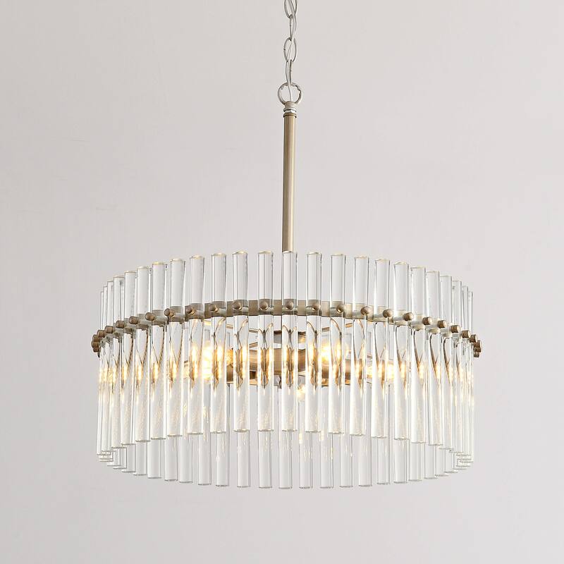 Casandra Brushed Champagne Silver 5-light Crystal Chandelier