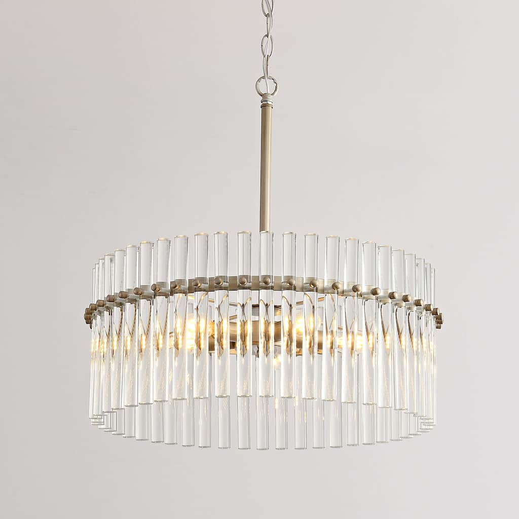 Casandra Brushed Champagne Silver 5-light Crystal Chandelier