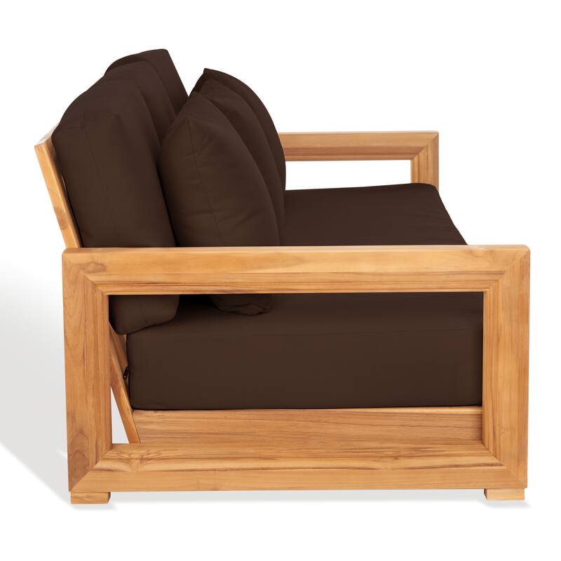 SAFAVIEH Couture Montford Brazilian Teak 3-Seat Bench - 77"W x 36"D x 27"H